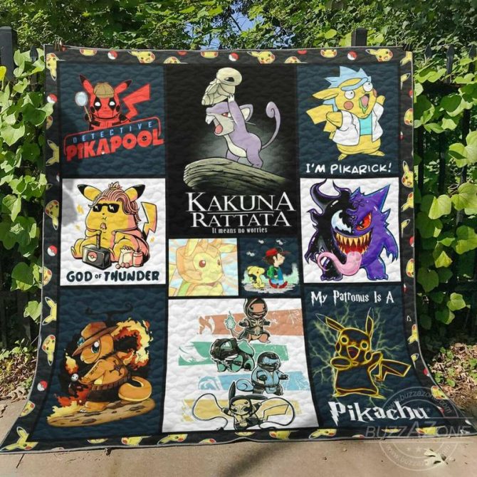 Cozy Cartoon Mashup Quilt – Funny Pikachu Designs For Fans, Perfect Gift