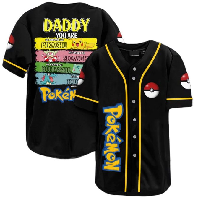 Pokémon Dad Baseball Jersey - Fun Pikachu, Bulbasaur & More Design For Father'S Day