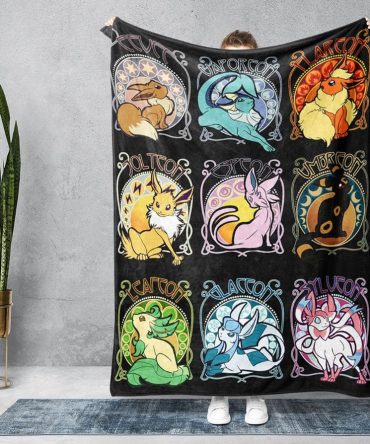 Cozy Eeveelution Fleece Blanket - Perfect Gift For Pokémon Fans!