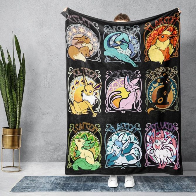 Cozy Eeveelution Fleece Blanket - Perfect Gift For Pokémon Fans!