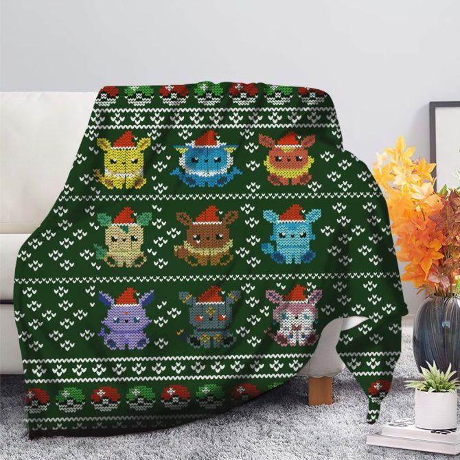 Cozy Holiday Knit Blanket - Adorable Pixel Creatures & Festive Design For Warm Winter Nights - Image 2
