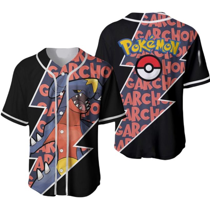 Stylish Pokémon Garchomp Baseball Jersey - Vibrant Design For Fans - Unisex S-Xxl