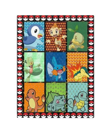 Cozy Pokémon Fleece Blanket - Vibrant Starter Pokémon Design - Perfect Gift For Fans!