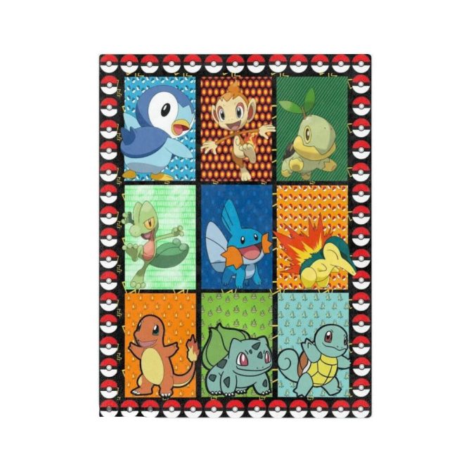 Cozy Pokémon Fleece Blanket - Vibrant Starter Pokémon Design - Perfect Gift For Fans!