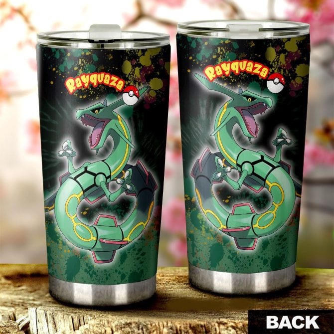 Rayquaza Stainless Steel Tumbler - Insulated Travel Mug For Pokémon Fans