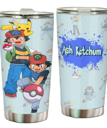 Insulated Ash & Pikachu Travel Tumbler - 20Oz Stainless Steel Cup For Fans