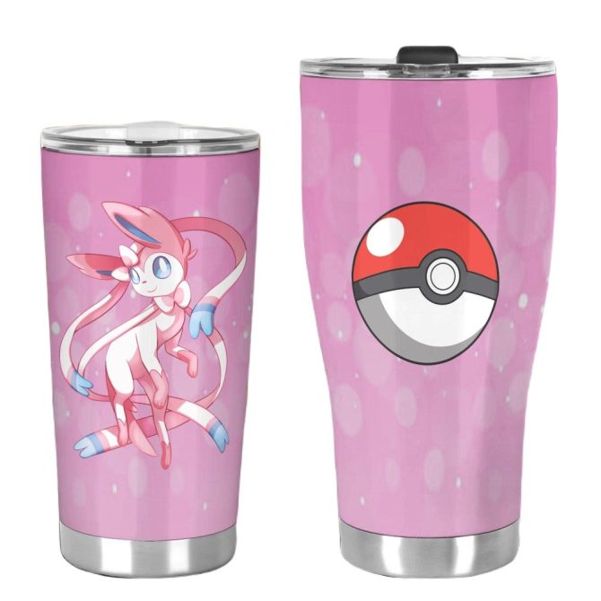 Stylish Pink Pokémon Tumbler Cup - Insulated, 20Oz, Cute Anime Design - Perfect Gift For Fans! - Image 3