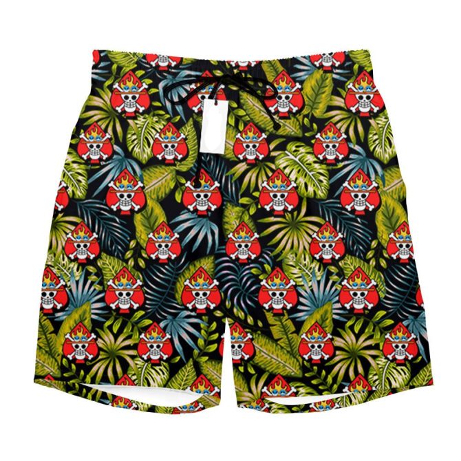 Vibrant Tropical Skull Print Board Shorts - Perfect For Beach & Pool Adventures! - Image 2