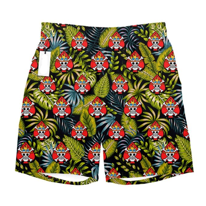 Vibrant Tropical Skull Print Board Shorts - Perfect For Beach & Pool Adventures! - Image 3