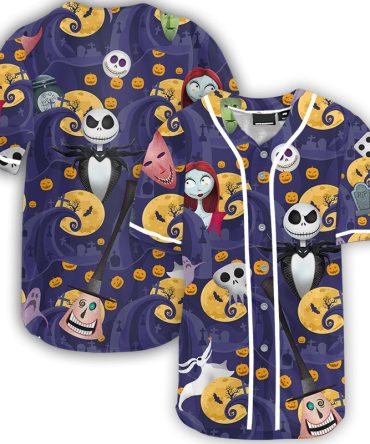 Spooky Halloween Baseball Jersey – Unique Nightmare Print, Unisex, Comfortable, Perfect For Fans & Parties!