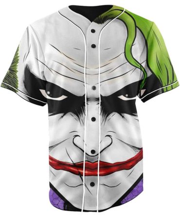 Men'S Joker Face Baseball Jersey - Bold Graphic Tee For Comic Fans