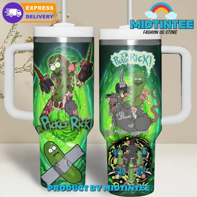 Pickle Rick Travel Mug – Insulated, Leak-Proof, Express Delivery , Midtintee