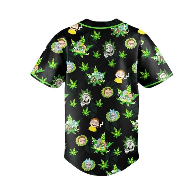 Rick & Morty Baseball Jersey – Bold Black & Green Cartoon Graphic Tee For Fans - Image 2