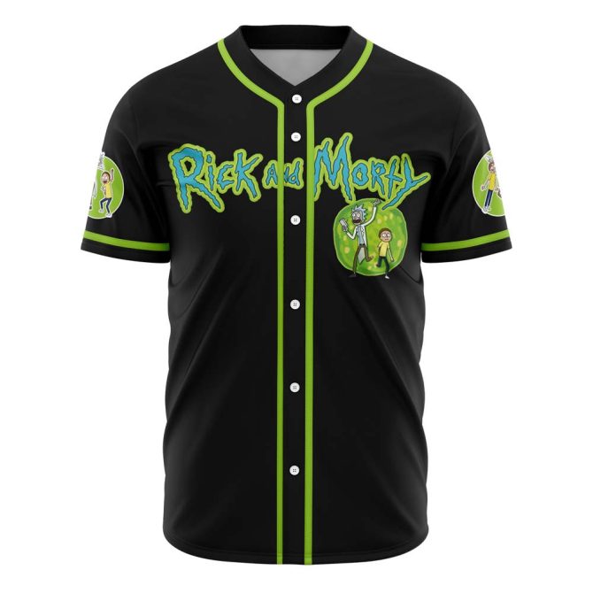 Rick And Morty Baseball Jersey - Premium Black & Green Fan Apparel - Unisex S-Xxl