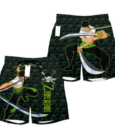 Anime Zoro Swim Trunks – Stylish Men'S Beach Shorts With Sword Design