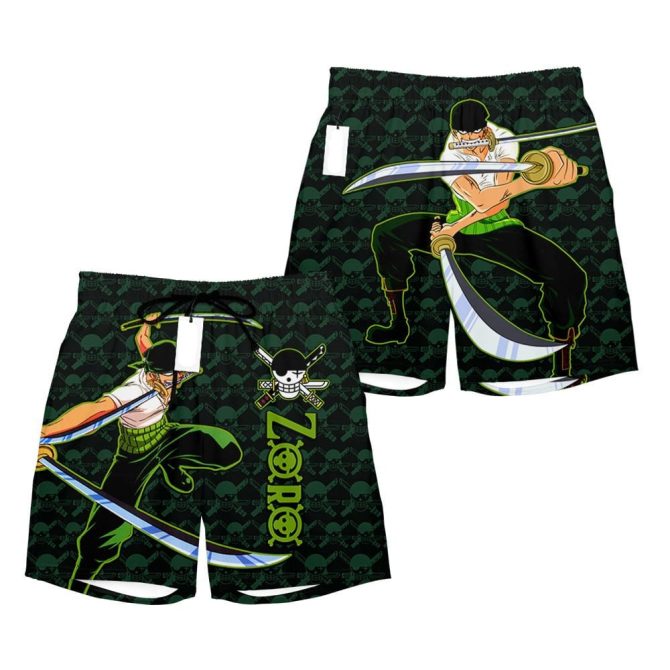 Anime Zoro Swim Trunks – Stylish Men'S Beach Shorts With Sword Design