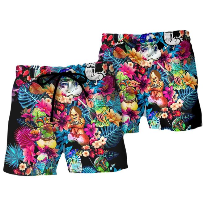 Vibrant Galaxy Floral Swim Trunks - Fun Beachwear For Sci-Fi Fans - Image 2