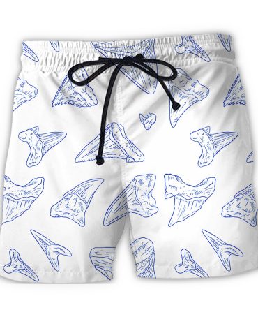 Men'S Shark Tooth Swim Trunks - Quick-Dry Beach Shorts With Drawstring , Summer Essentials