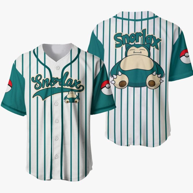 Snorlax Baseball Jersey - Striped Unisex Shirt For Pokémon Fans - Unique Gift Idea