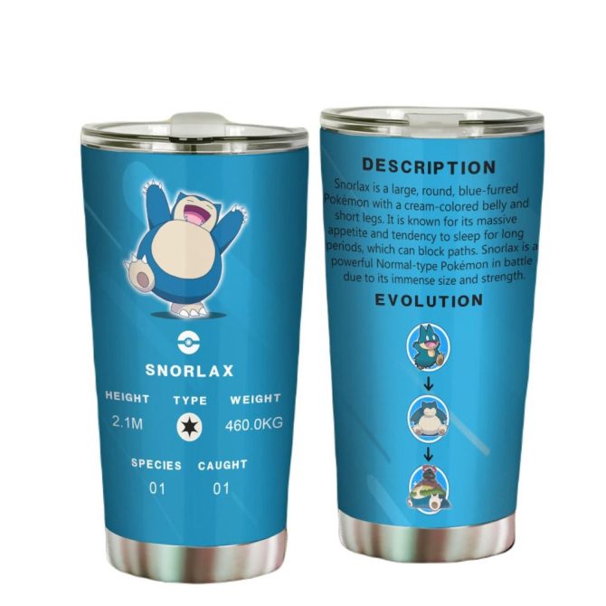 Snorlax Insulated Tumbler - Stainless Steel Travel Mug For Pokémon Fans, 20Oz