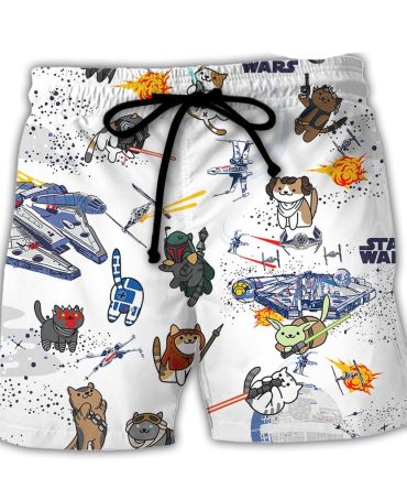 Star Wars Cat Print Swim Trunks – Fun & Stylish Men'S Beach Shorts