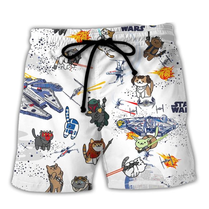 Star Wars Cat Print Swim Trunks – Fun & Stylish Men'S Beach Shorts