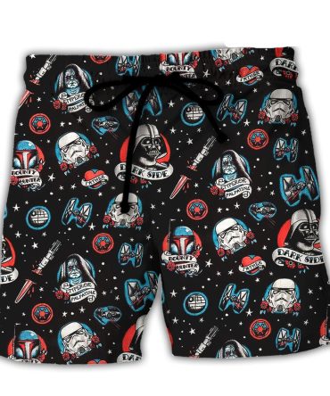 Men'S Star Wars Galaxy Print Swim Shorts - Dark Side & Trooper Design