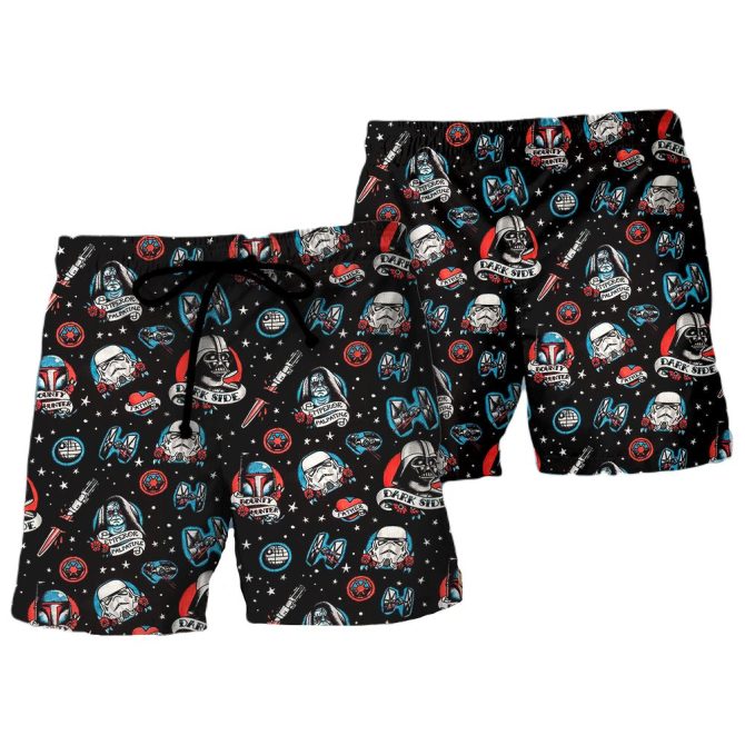 Men'S Star Wars Galaxy Print Swim Shorts - Dark Side & Trooper Design - Image 2
