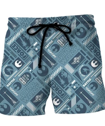 Star Wars Men'S Swim Trunks - Retro Pattern, Quick-Dry Beach Shorts For Fans