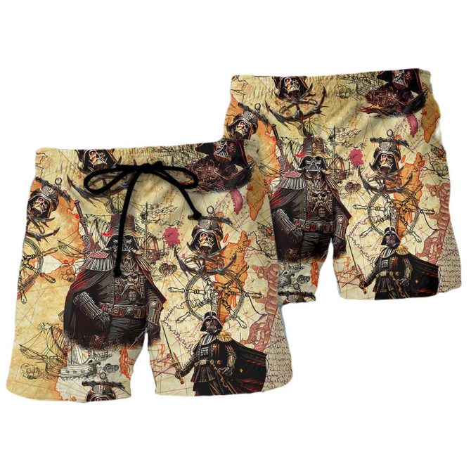 Vintage Pirate-Themed Graphic Swim Trunks – Bold Summer Style For Men - Image 2