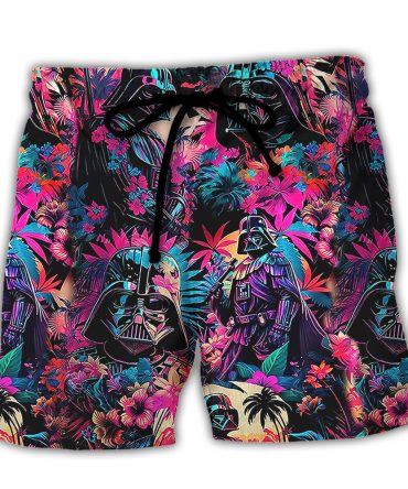Vibrant Tropical Darth Vader Swim Shorts – Bold Summer Beachwear For Star Wars Fans