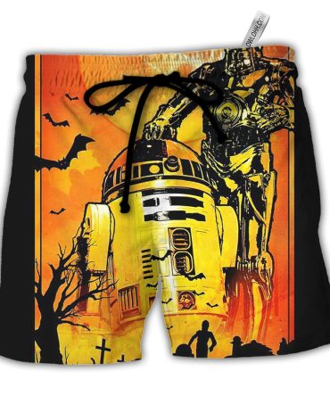 Unisex Sci-Fi Droid Print Drawstring Shorts - Halloween Edition