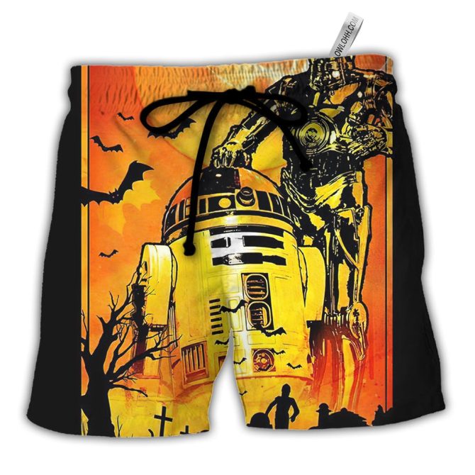 Unisex Sci-Fi Droid Print Drawstring Shorts - Halloween Edition
