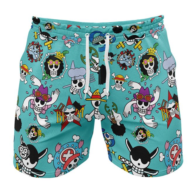 Vibrant Cartoon Skull Print Swim Trunks - Fun Summer Beachwear For Men/Boys