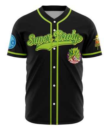 Super Broly Baseball Jersey - Anime Fan Apparel, Black & Green Design