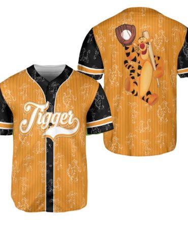 Tigger Baseball Jersey – Vibrant Orange Cartoon Design For Fans
