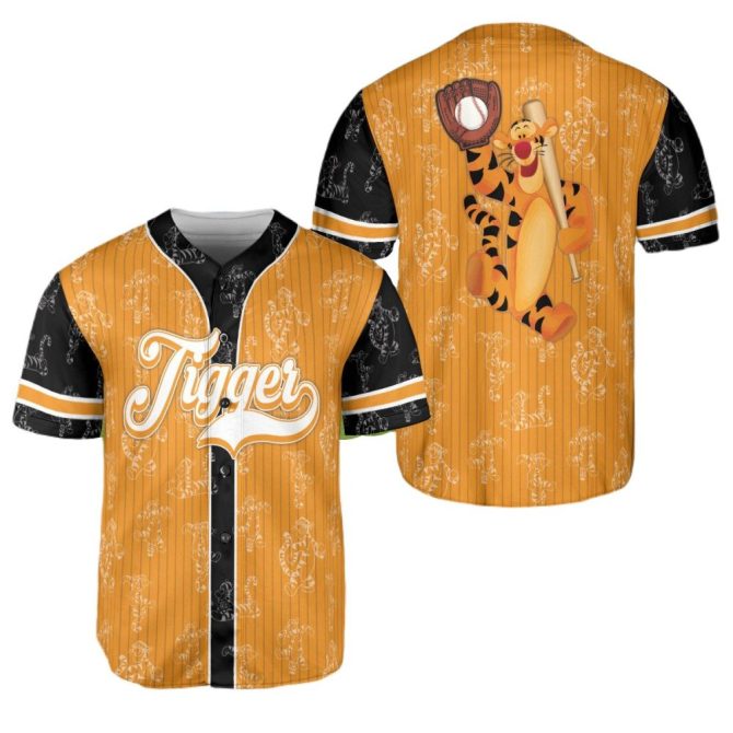 Tigger Baseball Jersey – Vibrant Orange Cartoon Design For Fans