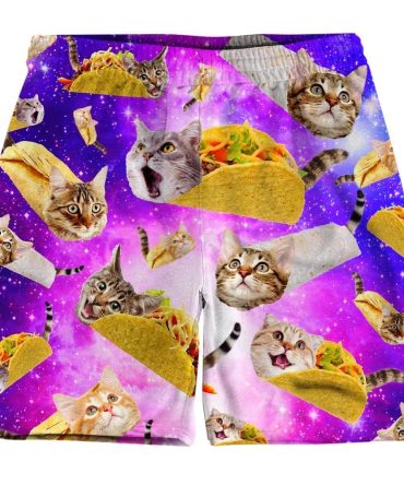 Galaxy Cat Taco Shorts - Fun & Quirky Space Cat Print For Unique Style!