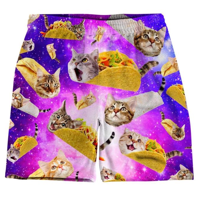 Galaxy Cat Taco Shorts - Fun & Quirky Space Cat Print For Unique Style!