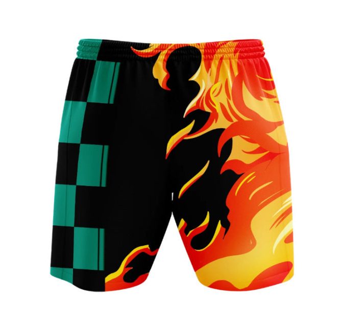 Demon Slayer Anime Swim Shorts - Water & Fire Style Men'S Beachwear - Image 2