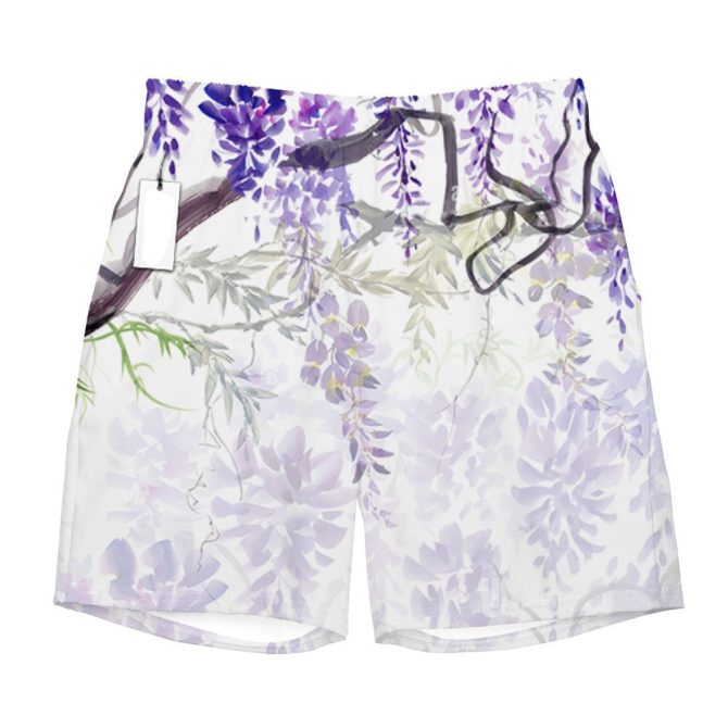 Anime-Inspired Floral Swim Trunks – Stylish Men'S Beachwear With Character Print - Image 3