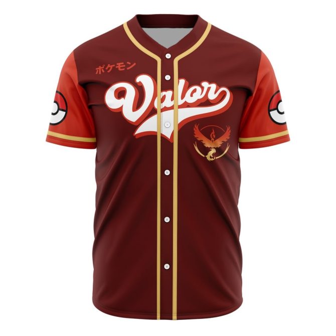 Team Valor Inspired Baseball Jersey - Stylish Pokémon Go Fan Apparel - Men'S Red Button-Up