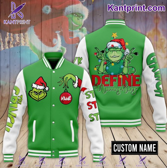 Custom Grinch Varsity Jacket - Personalized Christmas Gift For Naughty List Fans