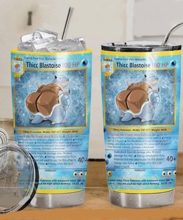 Thicc Blastoise Stainless Steel Tumbler With Straw - Insulated, Unique Gift Idea