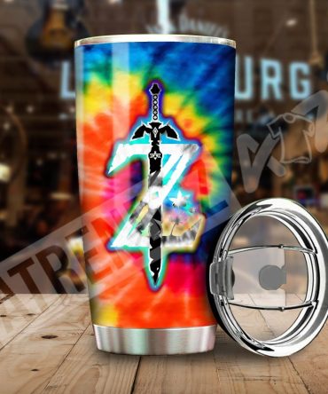 Vibrant Tie-Dye Tumbler With Sword Design - 20Oz Stainless Steel Insulated Travel Mug