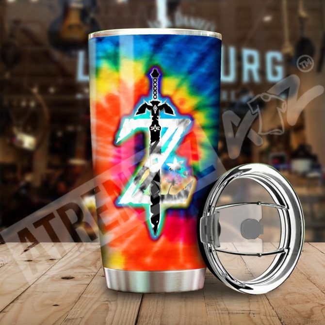 Vibrant Tie-Dye Tumbler With Sword Design - 20Oz Stainless Steel Insulated Travel Mug