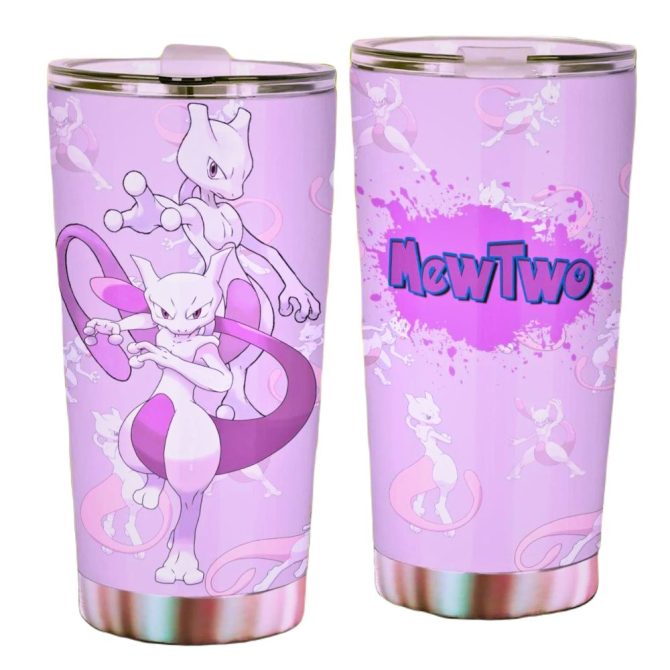 Stylish Mewtwo Tumbler Cup - Insulated Travel Mug With Lid, Perfect For Pokémon Fans