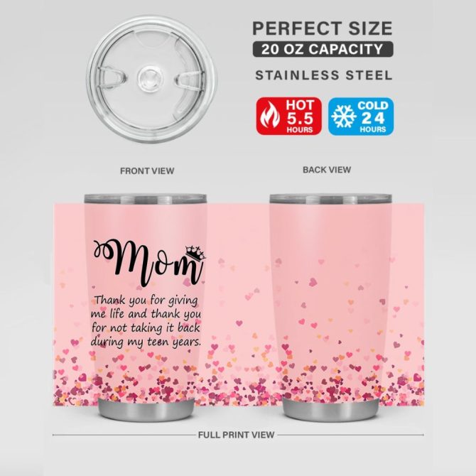 Mom Tumbler - Heartfelt Gift For Mother'S Day, Birthday - Cute Pink Design With Sweet Message - 20Oz Stainless Steel - Image 3