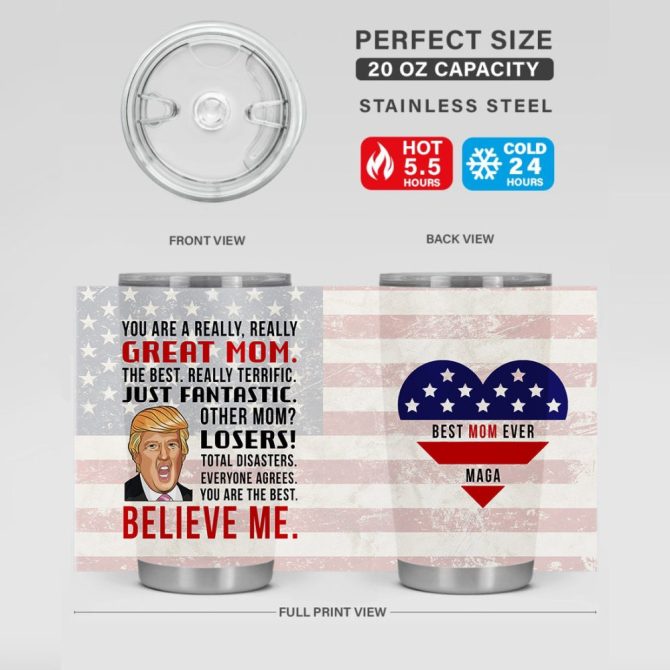 Funny Great Mom Tumbler - Unique Gift For Moms - 20Oz Insulated Travel Cup - Image 3