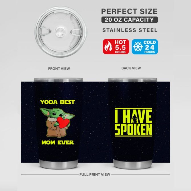 Yoda Best Mom Ever Tumbler - Cute Baby Alien Gift For Star Fans , Insulated Travel Cup - Image 2